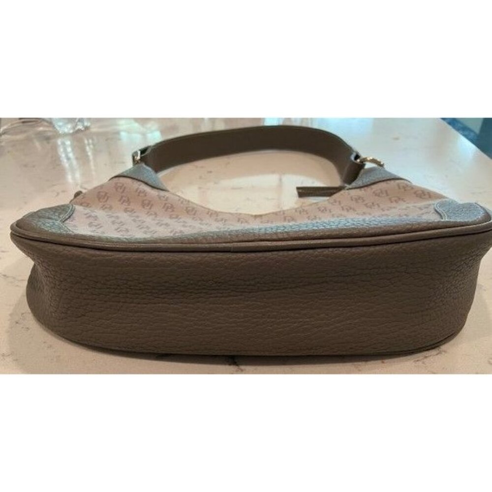DOONEY AND BOURKE Textured Fabric Taupe/Grey Shoulder Purse Zipper Top - Picture 4 of 8